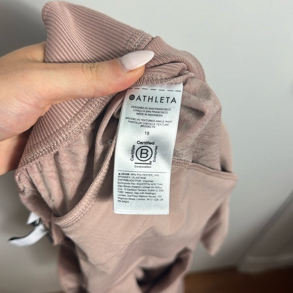 Athleta Brooklyn Textured Pant High Ankle Latte Grain Camo Pink Size 18 - Picture 7 of 14